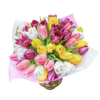 Букет из разноцветных тюльпанов Цветы Весны